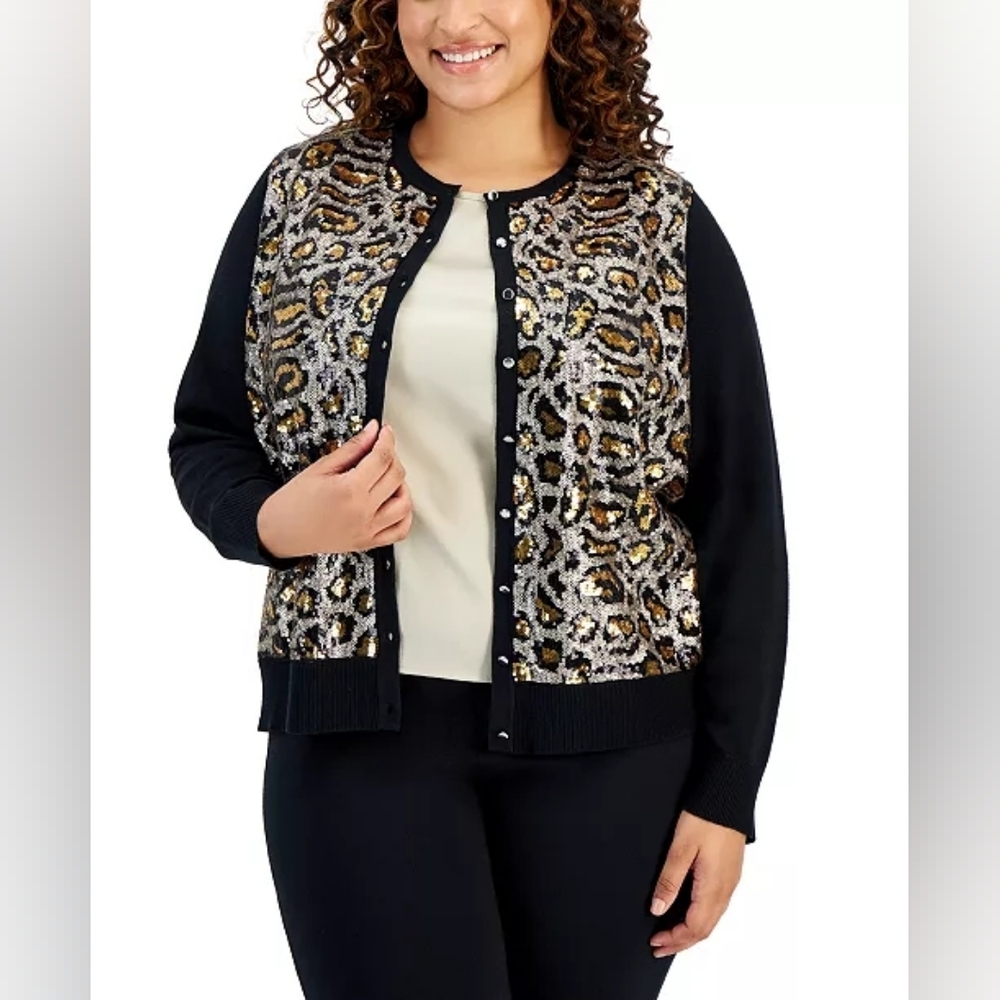 JM Collection Womens Sequin Sweater